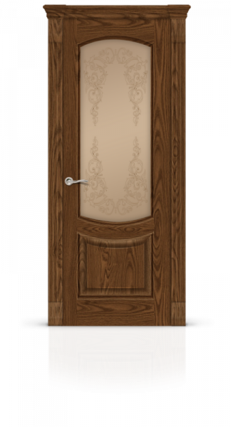 Дверь Калисто со стеклом Шпон Дуб мореный
