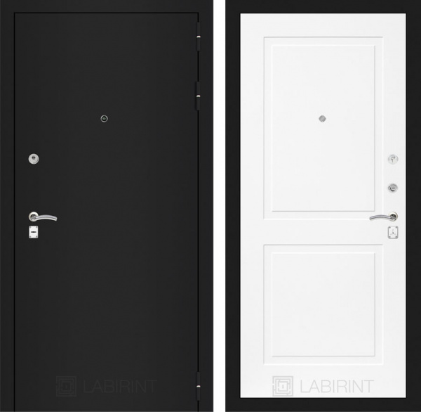 Дверь Лабиринт CLASSIC Шагрень черная 11 — Белый софт