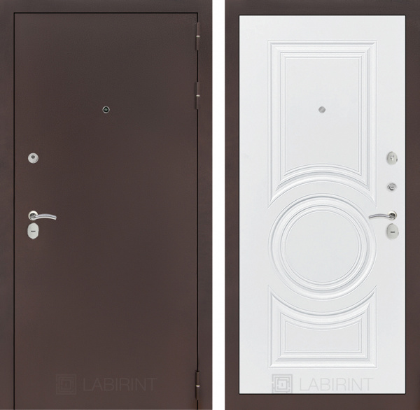 Дверь Лабиринт CLASSIC Антик медный 23 — Белый софт