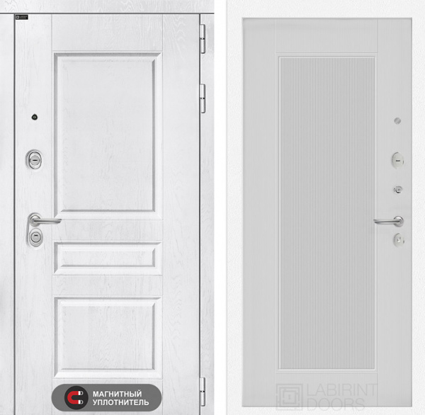 Дверь Лабиринт VERSAL (Ю) 30 — АМСТРОД Белый софт рельеф