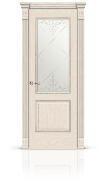 Дверь  Бристоль со стеклом Шпон Ясень крем