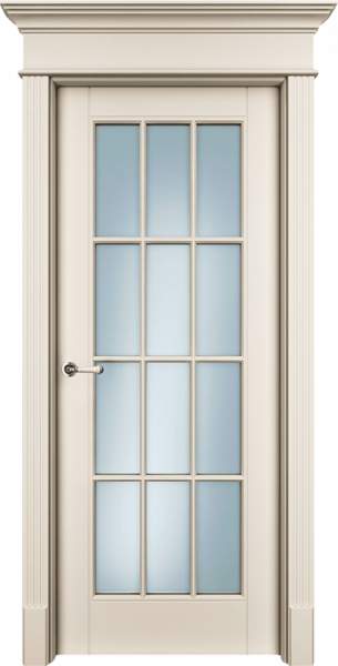 Дверь Офрам ОКСФОРД со стеклом, эмаль кремовая RAL 9001