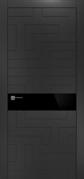 Дверь Офрам ЛАБИРИНТ со стеклом, эмаль черная