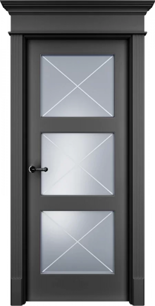 Дверь Офрам ПРИМА-33F со стеклом, эмаль черная
