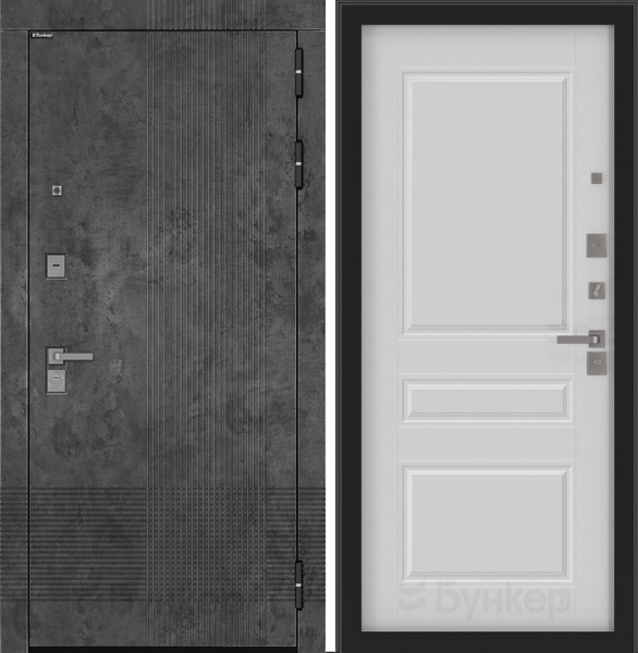 Дверь БУНКЕР BN-08 Марморино темный/ФЛ-711 Белый софт
