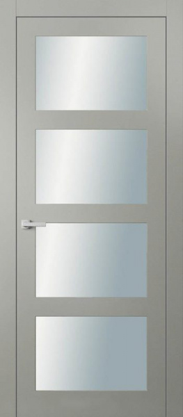 Дверь Офрам КЛАССИКА-4 со стеклом, эмаль серая