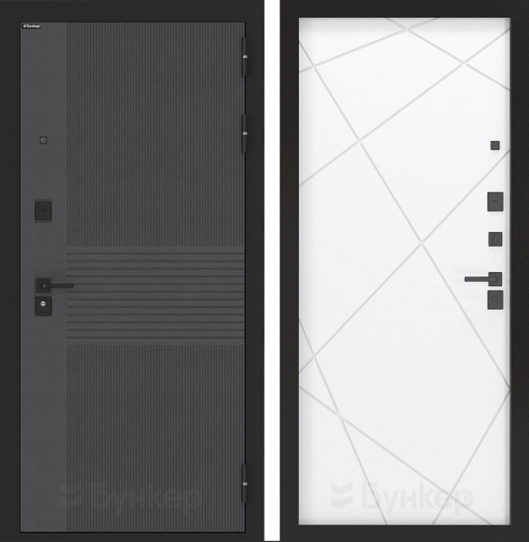 Дверь БУНКЕР BN-05 Лофт графит/ФЛ-291 Белый софт