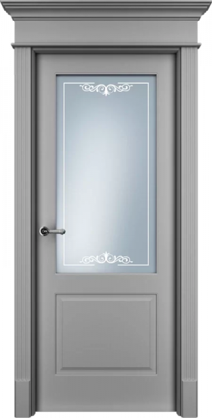 Дверь Офрам ПРИМА-2 со стеклом, эмаль серая