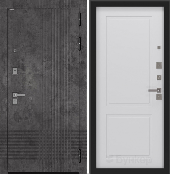 Дверь БУНКЕР BN-08 Марморино темный/ФЛ-609 Белый софт