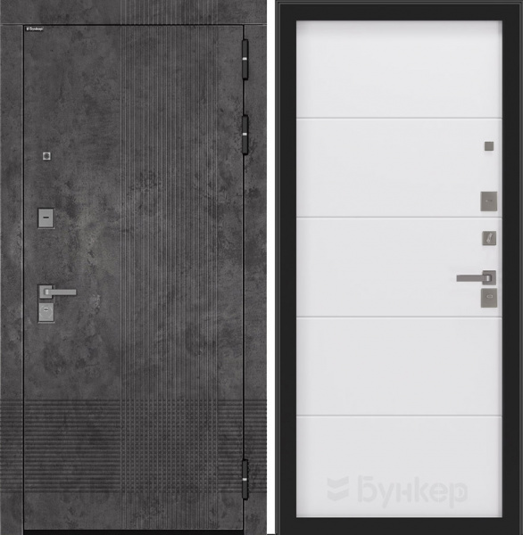 Дверь БУНКЕР BN-08 Марморино темный/ФЛ-649 Белый софт