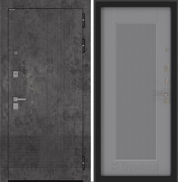 Дверь БУНКЕР BN-08 Марморино темный/АМСТРОД Серый софт рельеф